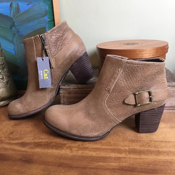 Caterpillar Shoes - CATERPILLAR Annette Brown Leather Ankle Boots 11